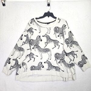 JANE & DELANCEY Sweatshirt Women's Size 3X Zebra Novelty Black White Pullover